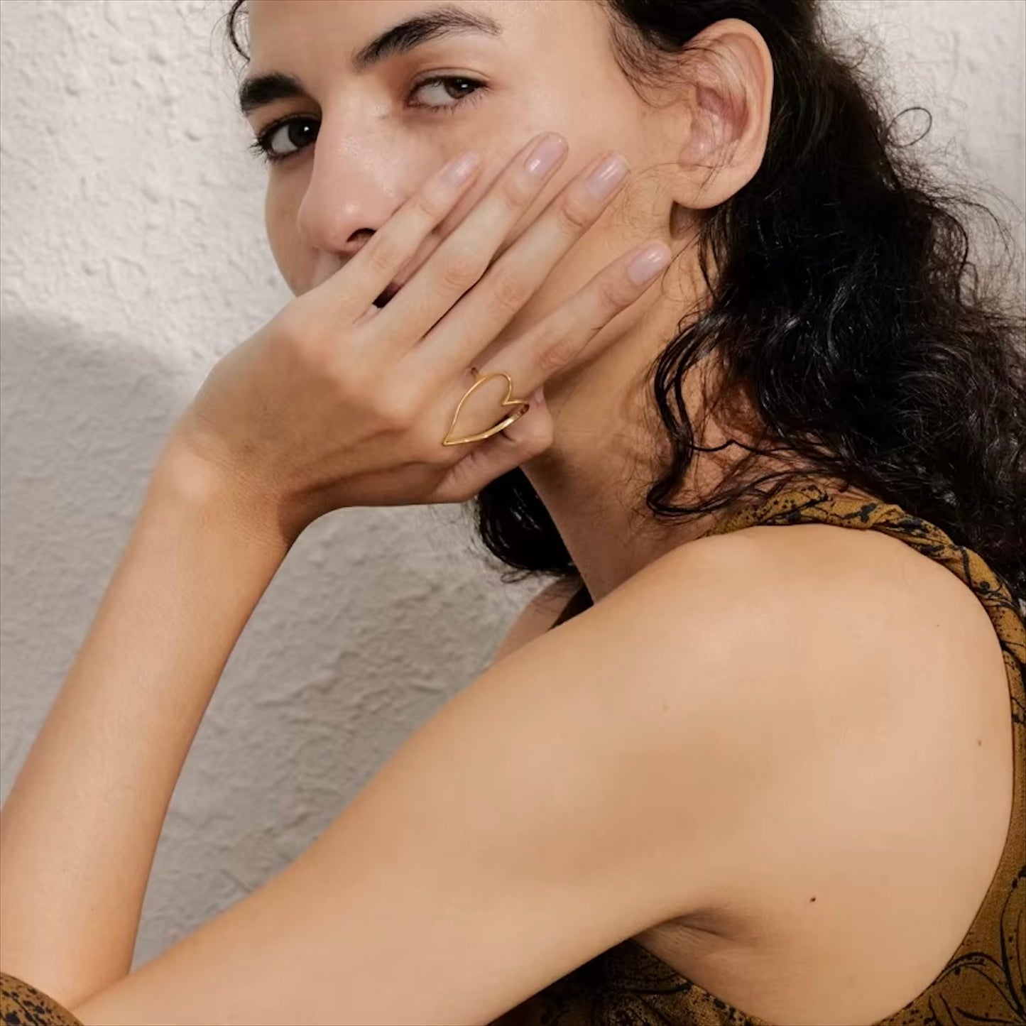 Bague cœur ouvert en acier inoxydable plaqué or/PVD argent, ajustable, diamètre 27mm (1,06 pouce), 2,5g – duo Saint-Valentin doré/argenté Bijoux Prestige.