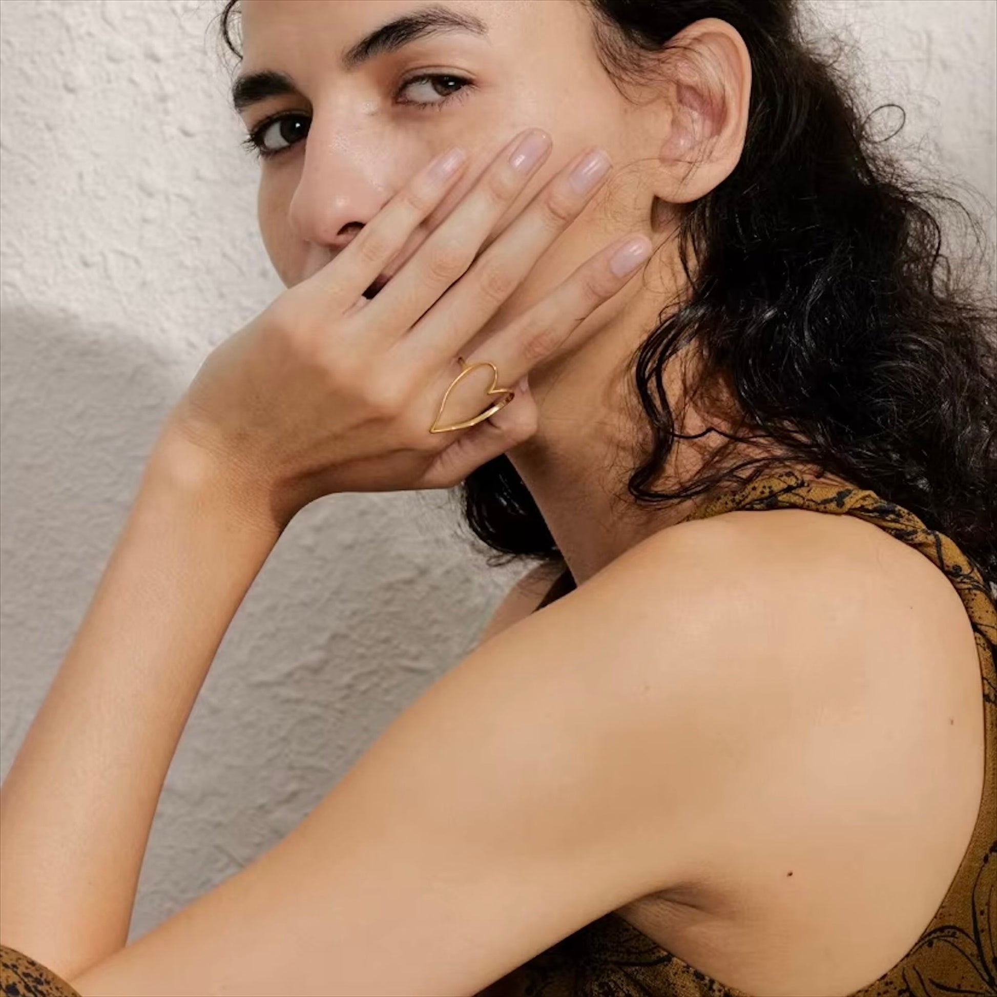 Bague cœur ouvert en acier inoxydable plaqué or/PVD argent, ajustable, diamètre 27mm (1,06 pouce), 2,5g – duo Saint-Valentin doré/argenté Bijoux Prestige.