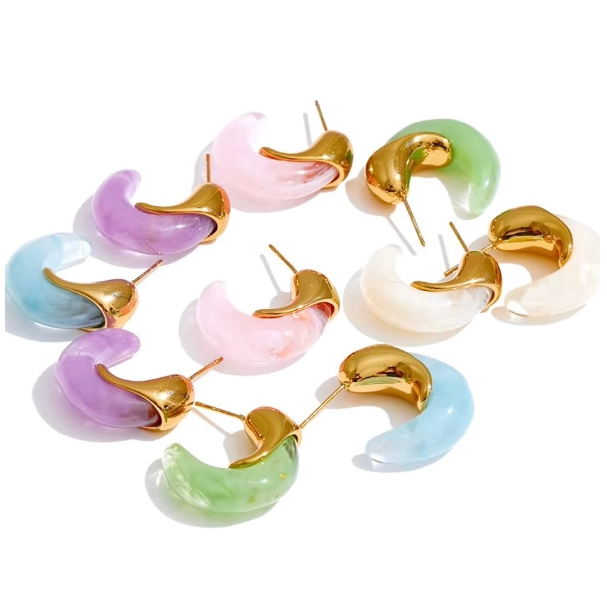 Boucles d'oreilles femmes en acier inoxydable avec pierres naturelles colorées pour un style élégant et moderne.