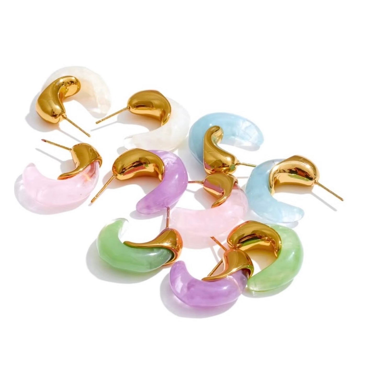 Boucles d'oreilles femmes en acier inoxydable avec pierres naturelles colorées pour un style élégant et moderne.