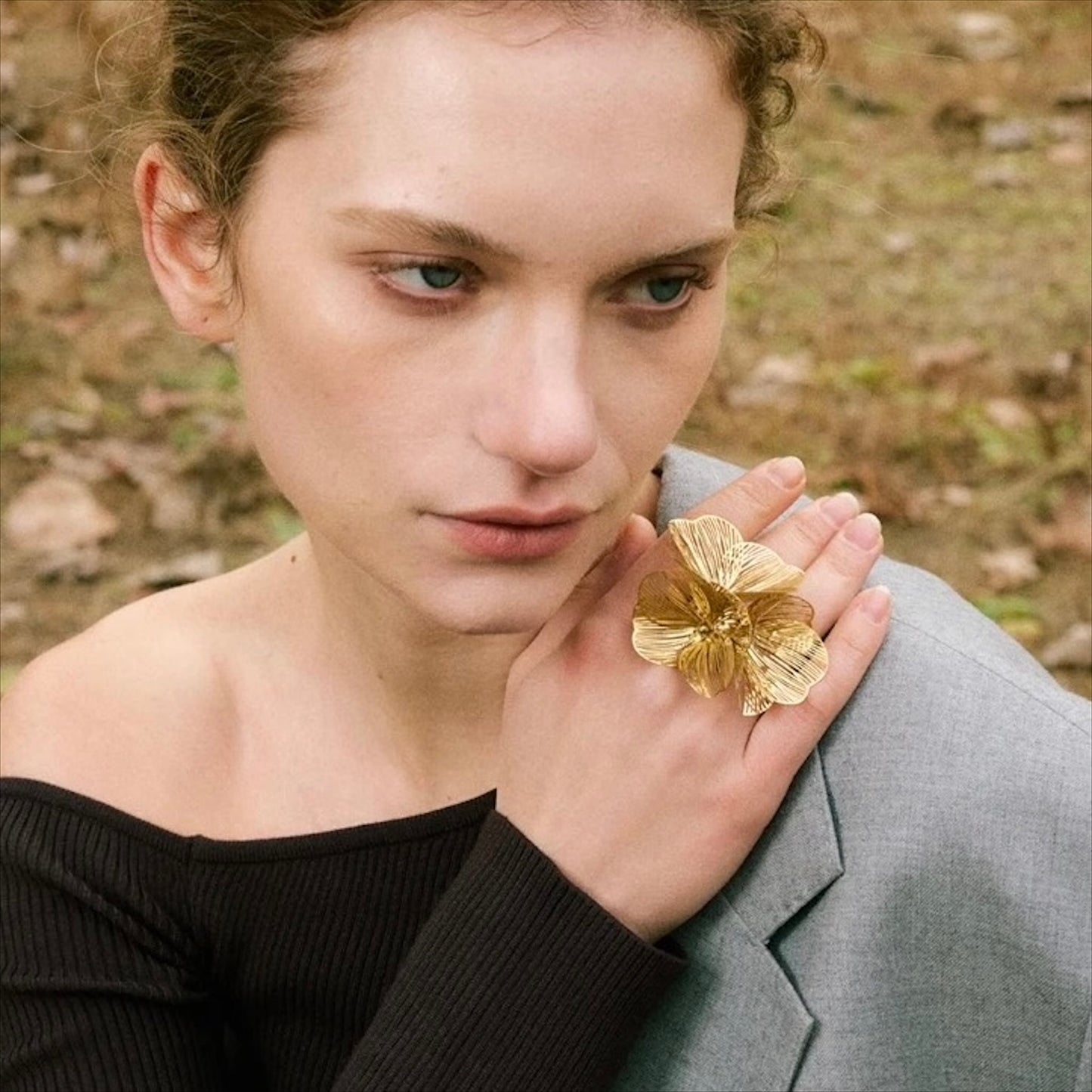 Bague fleur ajourée pétales filigrane dorée PVD et argentée acier inox 30mm 12g, Bijoux Prestige