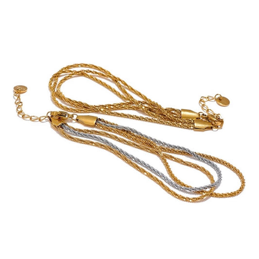 Bracelet multirangs en acier inoxydable doré et argenté, bijou raffiné et tendance pour femme.