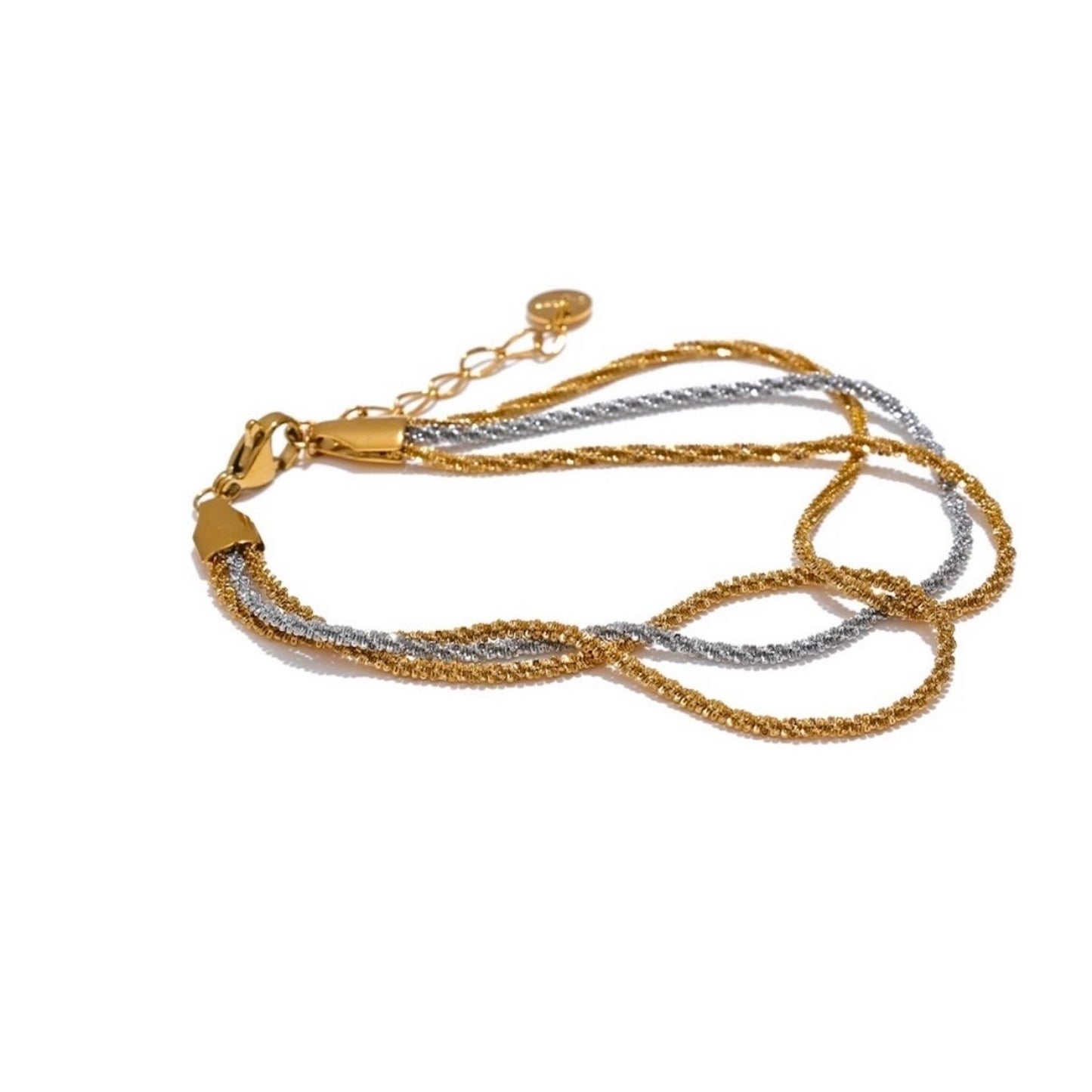 Bracelet multirangs en acier inoxydable doré et argenté, bijou raffiné et tendance pour femme.